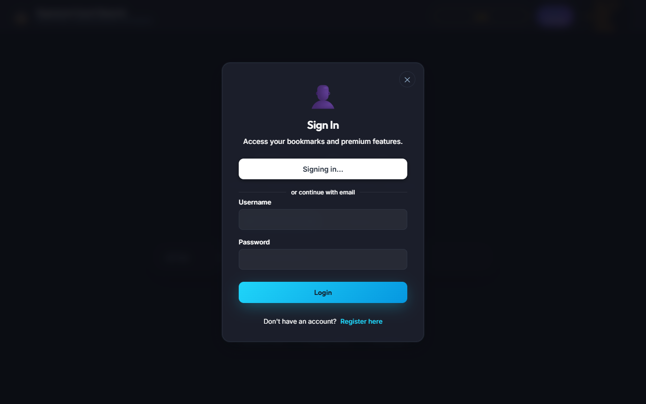 Feature panels showing bookmarks, folders, export and advanced search
